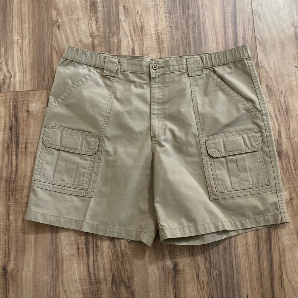 Savane Cargo Shorts Mens W40 Khaki Cotton Blend Pockets 8”‎ Inseam Belt Loops